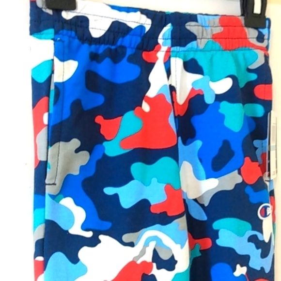 CHAMPION CAMO JOGGERS BOYS BLUE RED WHITE SWEATPANTS SIZE 5 NWT - Picture 3 of 4